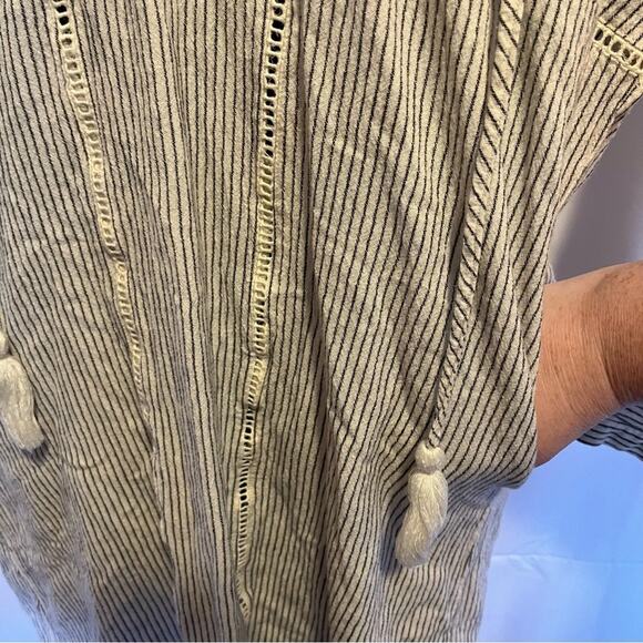 Solito Cotton Striped Beach Swim Cover-Up Tunic Hooded Pockets Resortwear M - Picture 7 of 12